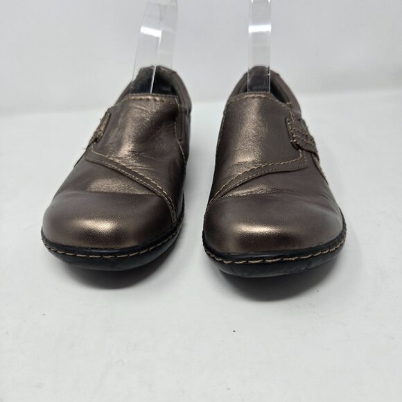 Clarks Collection womens 8.5 M metallic bronze leather slip on loafer shoe - Picture 2 of 10